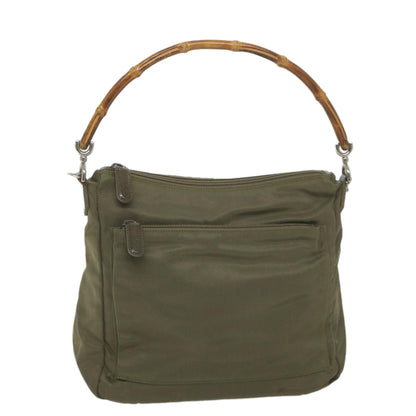 GUCCI Bamboo Shoulder Bag Nylon Khaki 000 0509 200159  ar10785