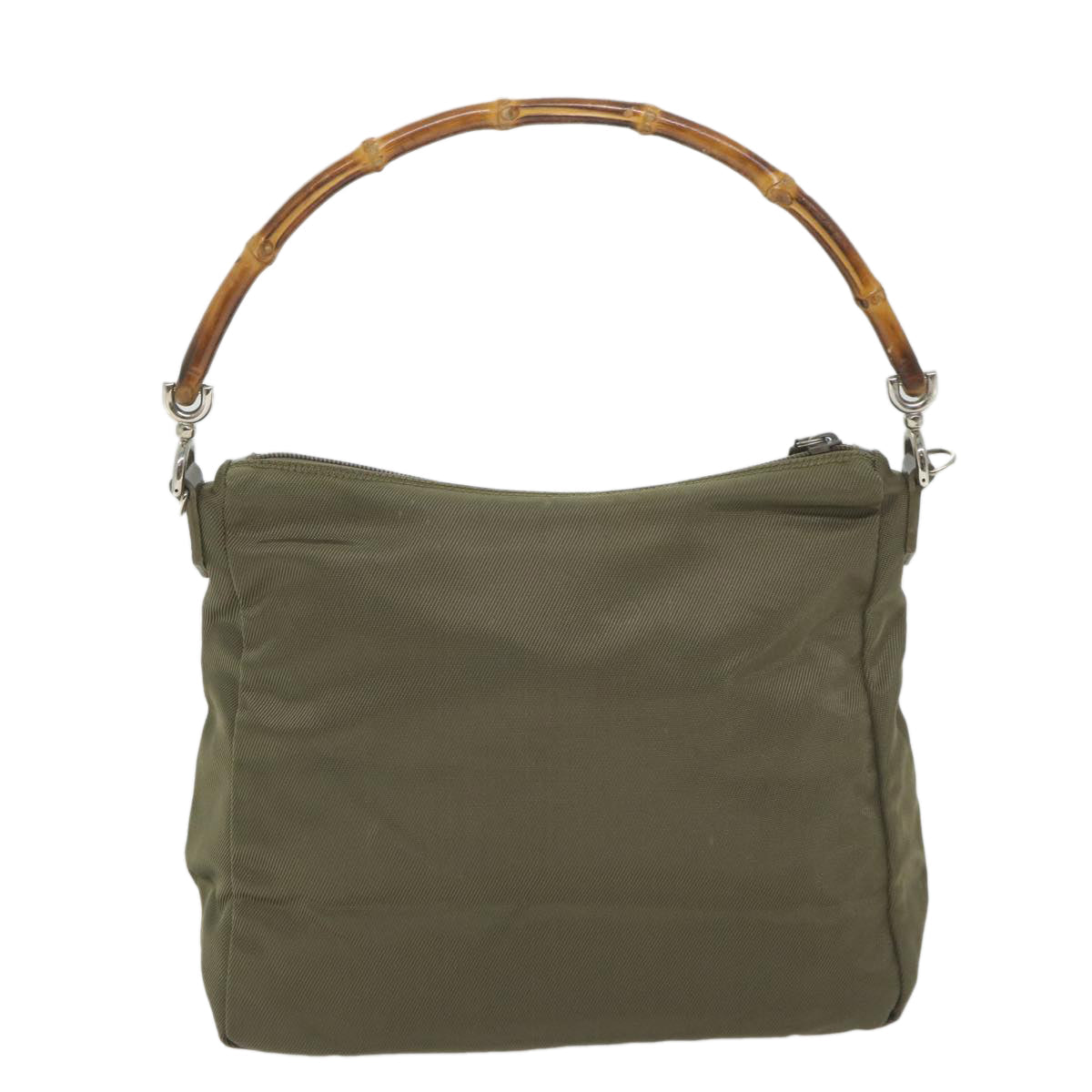 GUCCI Bamboo Shoulder Bag Nylon Khaki 000 0509 200159  ar10785