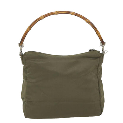 GUCCI Bamboo Shoulder Bag Nylon Khaki 000 0509 200159  ar10785