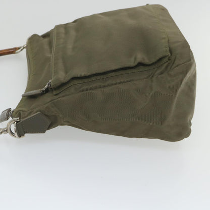 GUCCI Bamboo Shoulder Bag Nylon Khaki 000 0509 200159  ar10785