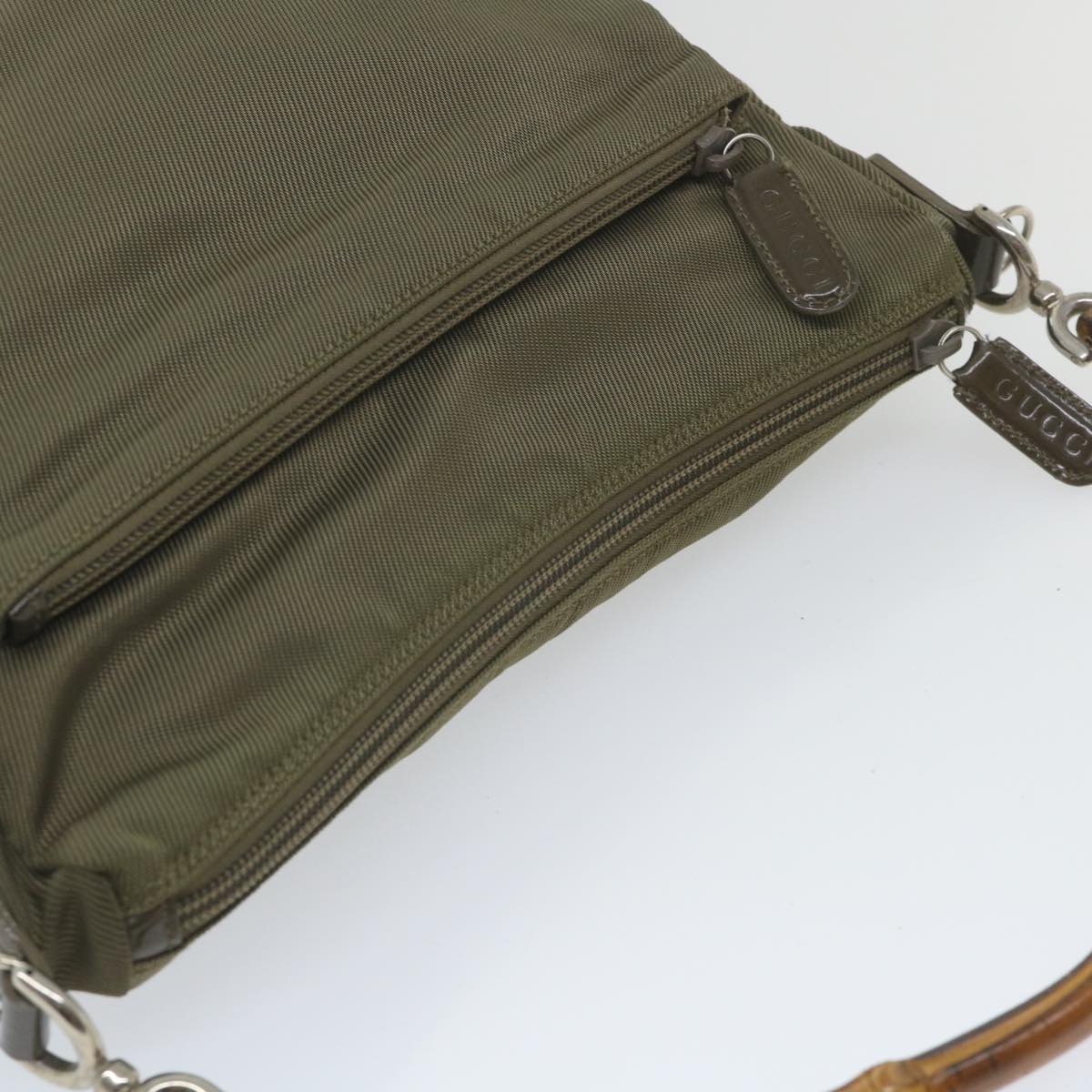 GUCCI Bamboo Shoulder Bag Nylon Khaki 000 0509 200159  ar10785