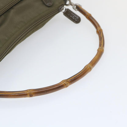 GUCCI Bamboo Shoulder Bag Nylon Khaki 000 0509 200159  ar10785