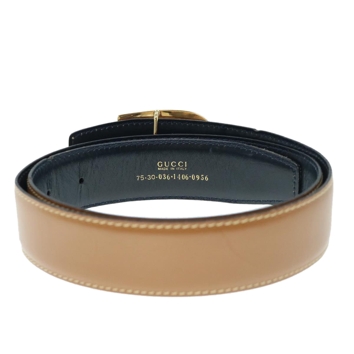 GUCCI Belt Leather 29.1""-31.1"" Brown  ar10893