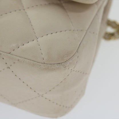 CHANEL Mini Matelasse Turn Lock Shoulder Bag Lamb Skin Beige CC ar10895A