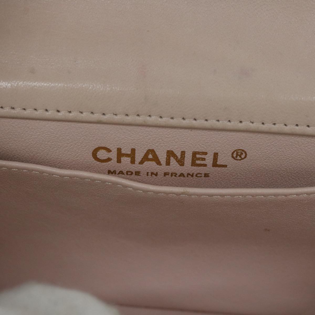 CHANEL Mini Matelasse Turn Lock Shoulder Bag Lamb Skin Beige CC ar10895A