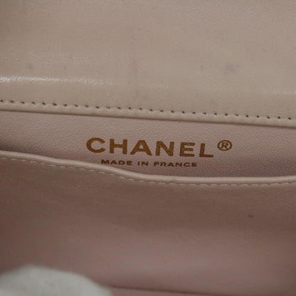 CHANEL Mini Matelasse Turn Lock Shoulder Bag Lamb Skin Beige CC ar10895A