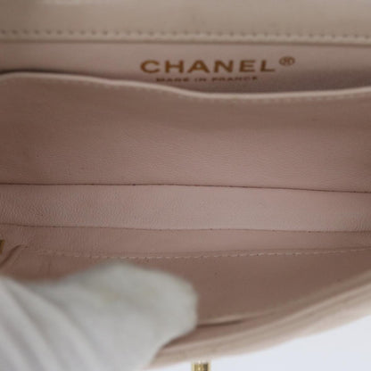 CHANEL Mini Matelasse Turn Lock Shoulder Bag Lamb Skin Beige CC ar10895A