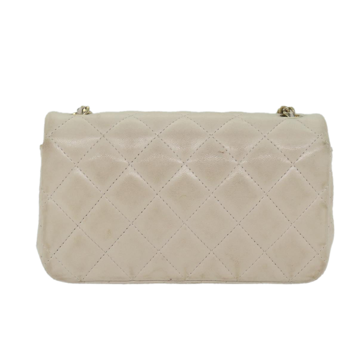 CHANEL Mini Matelasse Turn Lock Shoulder Bag Lamb Skin Beige CC ar10895A