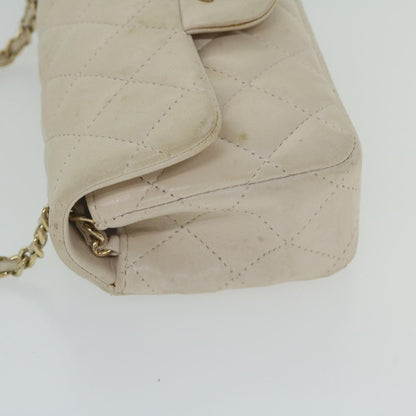 CHANEL Mini Matelasse Turn Lock Shoulder Bag Lamb Skin Beige CC ar10895A