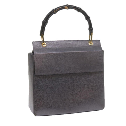 GUCCI Bamboo Hand Bag Leather Gray 001 3444 1887  ar10952B