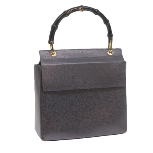GUCCI Bamboo Hand Bag Leather Gray 001 3444 1887  ar10952B