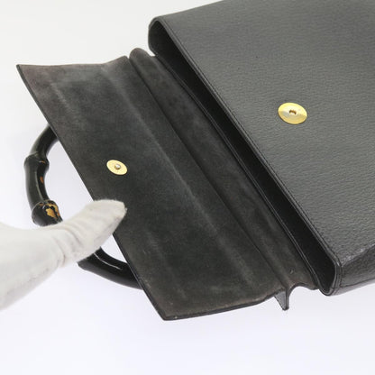 GUCCI Bamboo Hand Bag Leather Gray 001 3444 1887  ar10952B