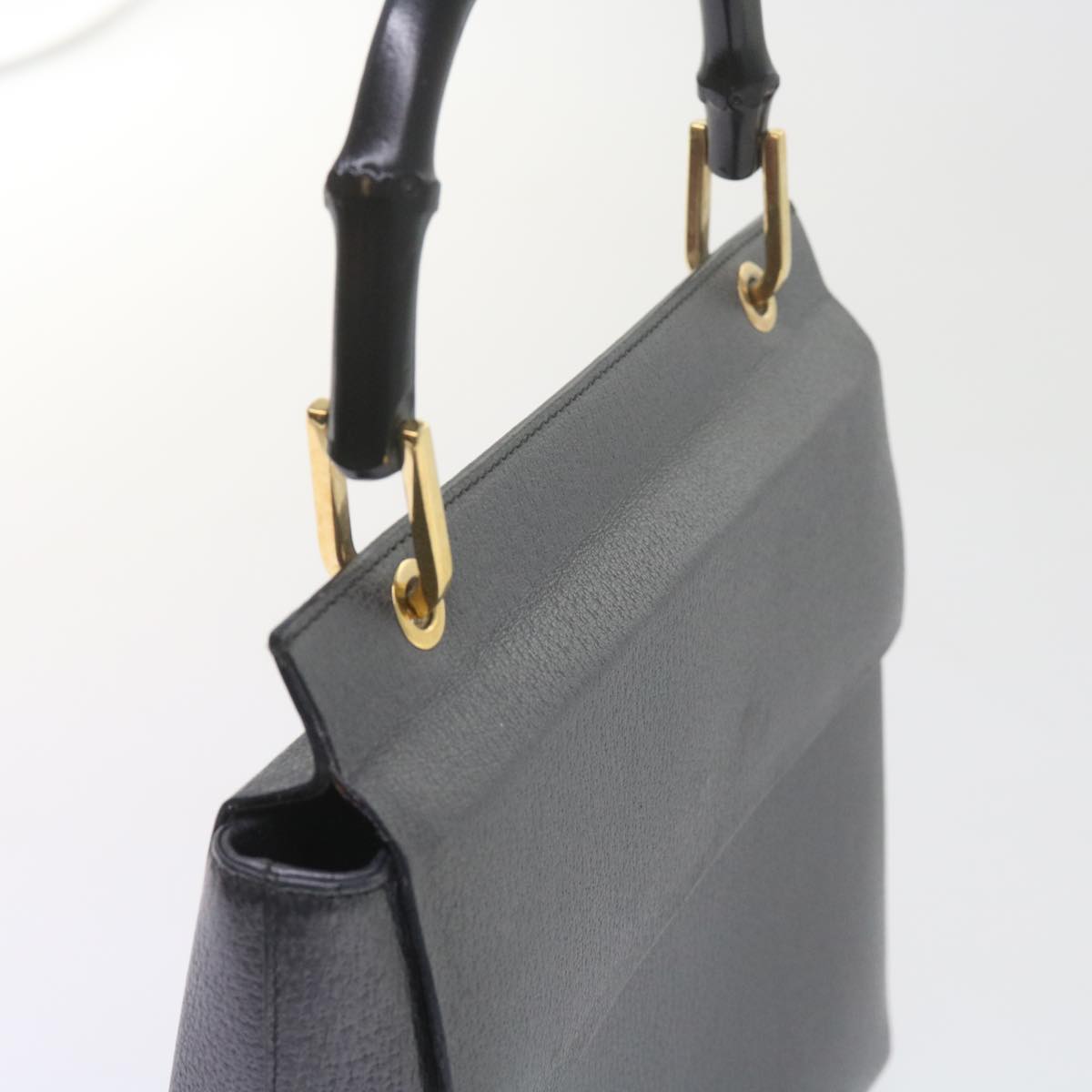 GUCCI Bamboo Hand Bag Leather Gray 001 3444 1887  ar10952B