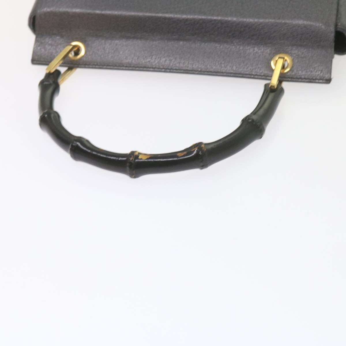GUCCI Bamboo Hand Bag Leather Gray 001 3444 1887  ar10952B