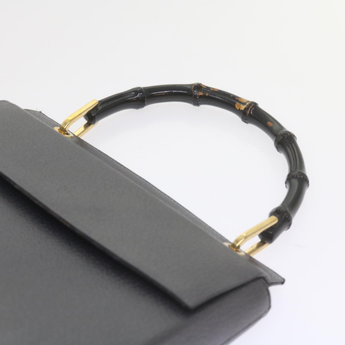 GUCCI Bamboo Hand Bag Leather Gray 001 3444 1887  ar10952B