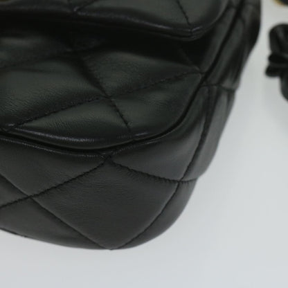 CHANEL Matelasse Turn Lock Chain Shoulder Bag Lamb Skin Black CC ar11105A