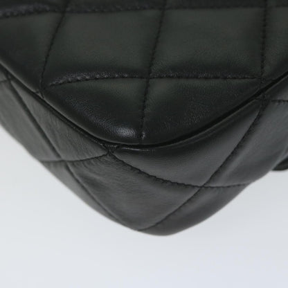 CHANEL Matelasse Turn Lock Chain Shoulder Bag Lamb Skin Black CC ar11105A