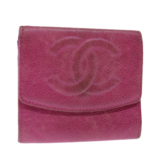 CHANEL COCO Mark Coin Purse Caviar Skin Pink CC ar11706