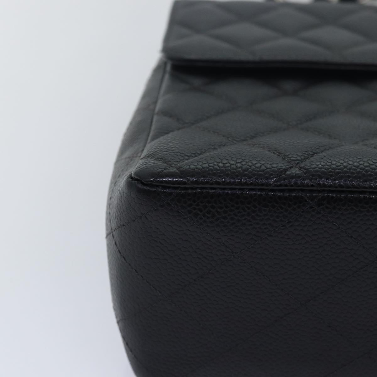 CHANEL Matelasse 30 Turn Lock Chain Bag Caviar Skin Black CC ar11992A