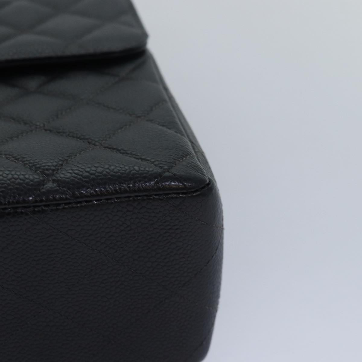 CHANEL Matelasse 30 Turn Lock Chain Bag Caviar Skin Black CC ar11992A