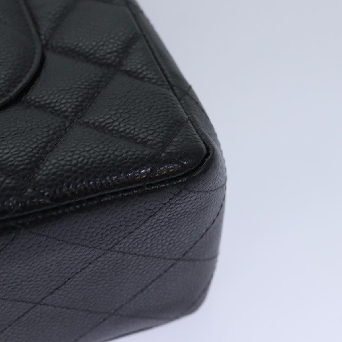 CHANEL Matelasse 30 Turn Lock Chain Bag Caviar Skin Black CC ar11992A