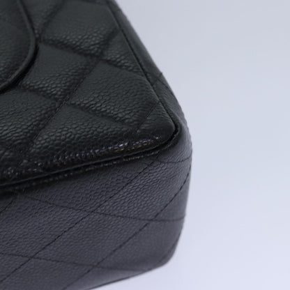 CHANEL Matelasse 30 Turn Lock Chain Bag Caviar Skin Black CC ar11992A