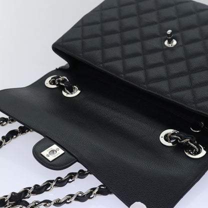 CHANEL Matelasse 30 Turn Lock Chain Bag Caviar Skin Black CC ar11992A