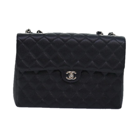 CHANEL Matelasse 30 Turn Lock Chain Bag Caviar Skin Black CC ar11992A