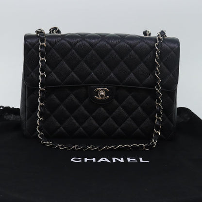 CHANEL Matelasse 30 Turn Lock Chain Bag Caviar Skin Black CC ar11992A