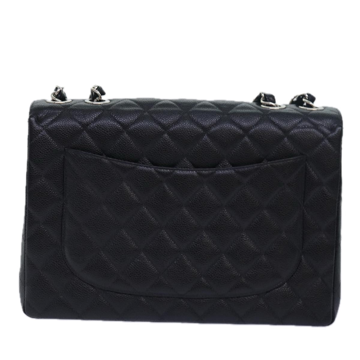 CHANEL Matelasse 30 Turn Lock Chain Bag Caviar Skin Black CC ar11992A