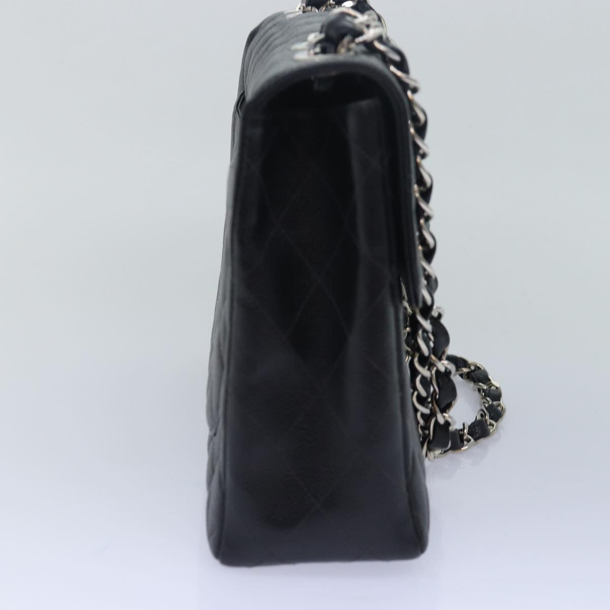 CHANEL Matelasse 30 Turn Lock Chain Bag Caviar Skin Black CC ar11992A