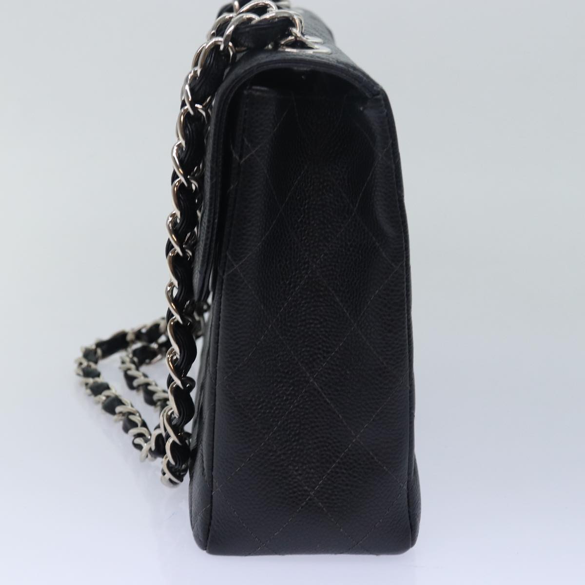 CHANEL Matelasse 30 Turn Lock Chain Bag Caviar Skin Black CC ar11992A