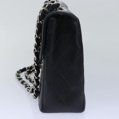 CHANEL Matelasse 30 Turn Lock Chain Bag Caviar Skin Black CC ar11992A