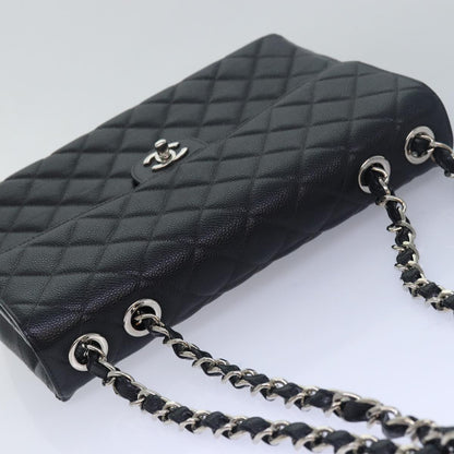 CHANEL Matelasse 30 Turn Lock Chain Bag Caviar Skin Black CC ar11992A