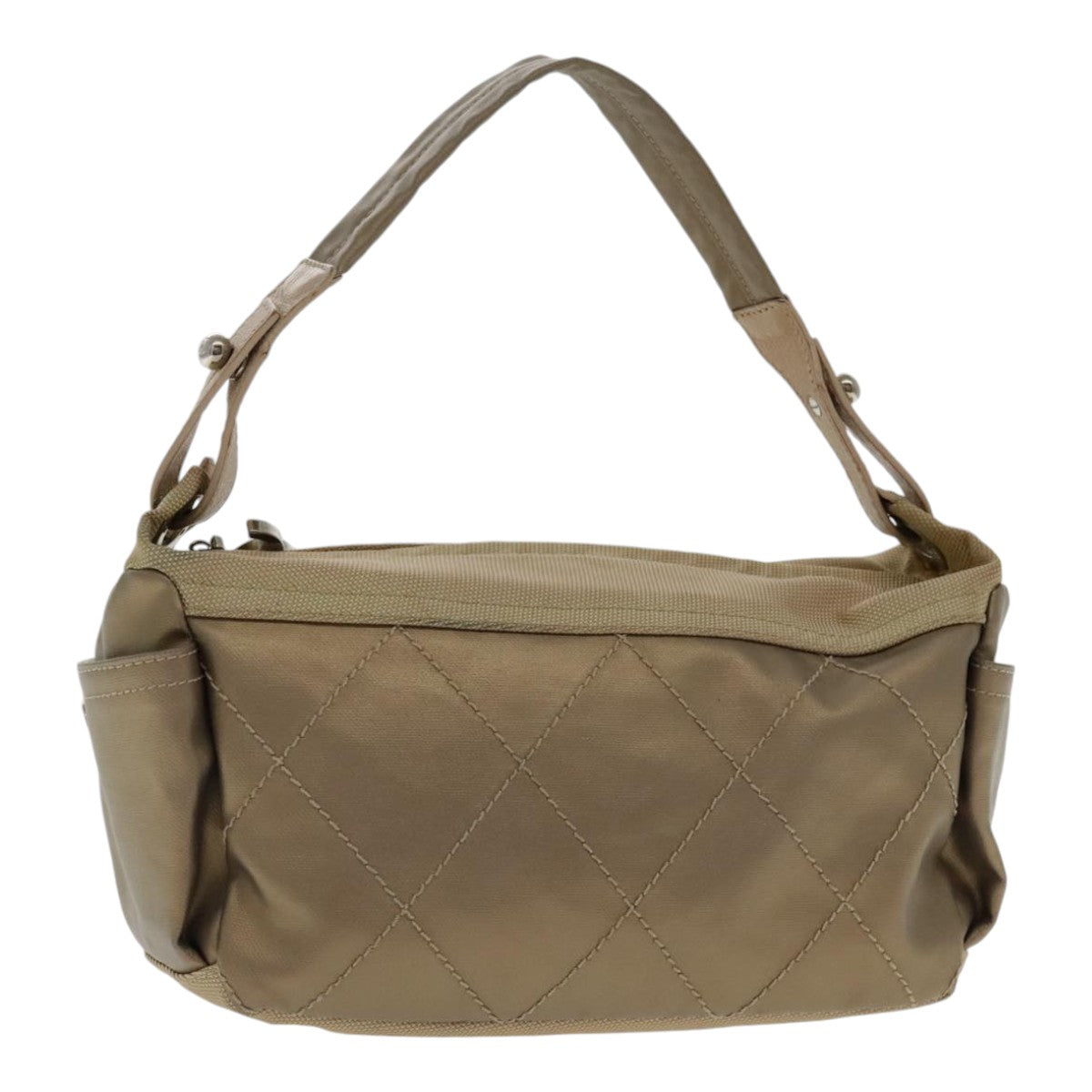 CHANEL Paris Biarritz Shoulder Bag Coated Canvas Gold Tone CC ar12598