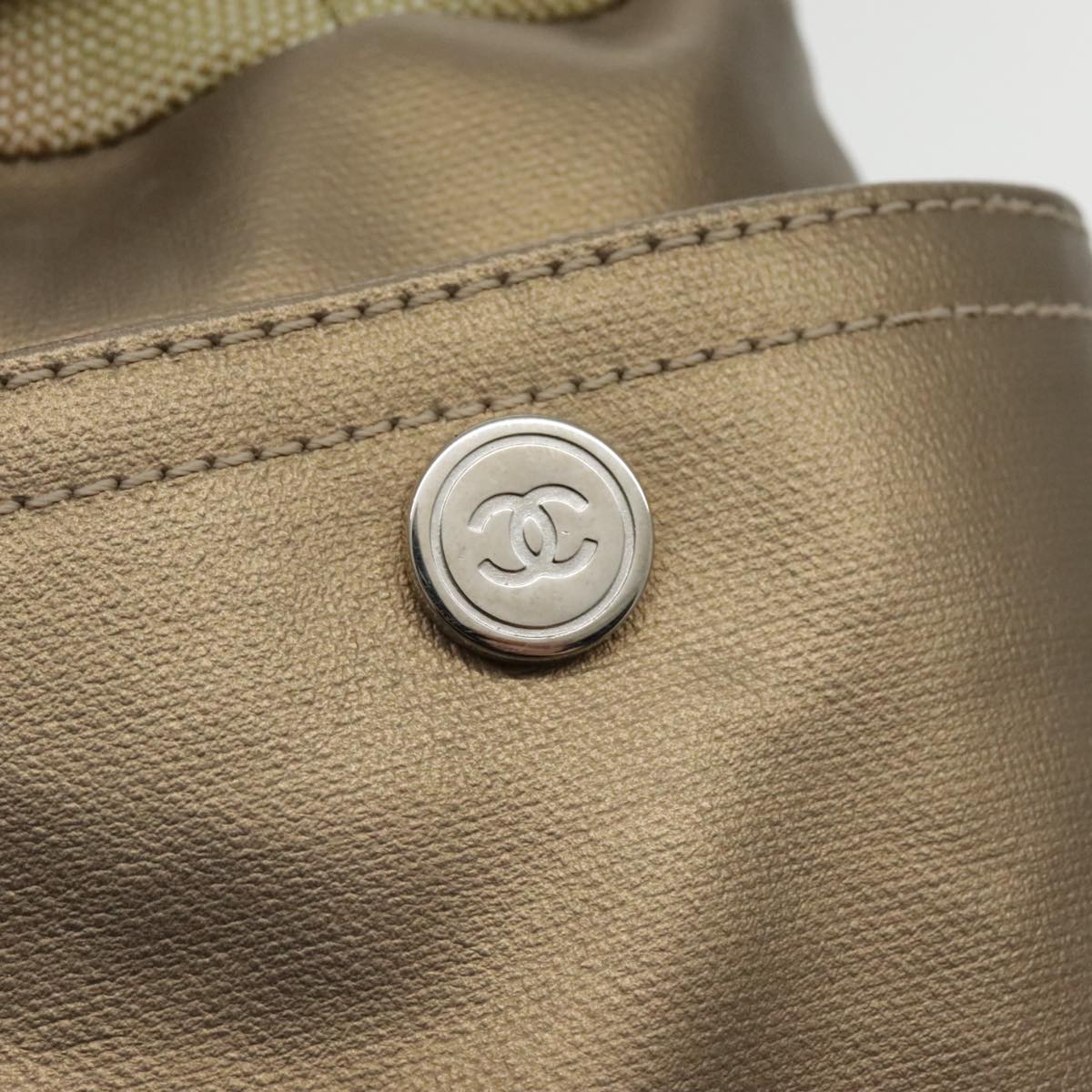 CHANEL Paris Biarritz Shoulder Bag Coated Canvas Gold Tone CC ar12598