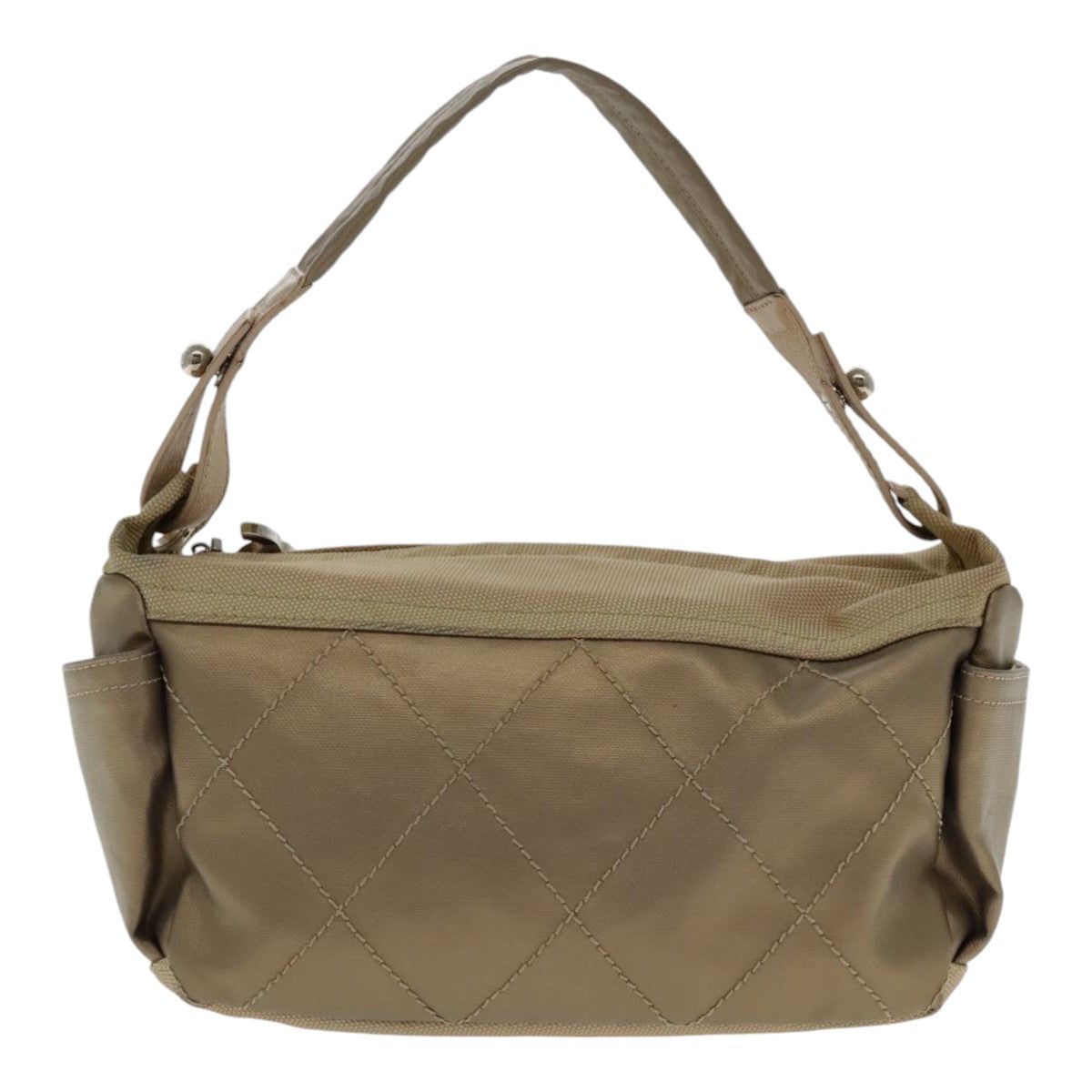 CHANEL Paris Biarritz Shoulder Bag Coated Canvas Gold Tone CC ar12598