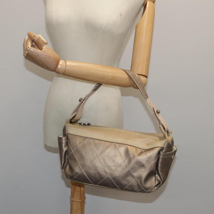 CHANEL Paris Biarritz Shoulder Bag Coated Canvas Gold Tone CC ar12598
