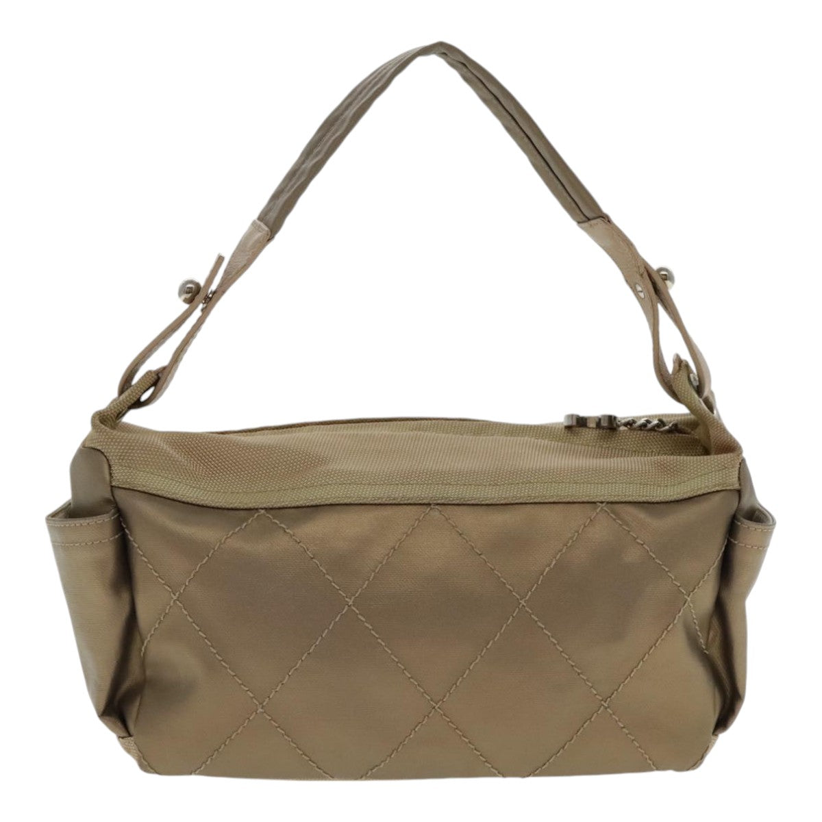 CHANEL Paris Biarritz Shoulder Bag Coated Canvas Gold Tone CC ar12598