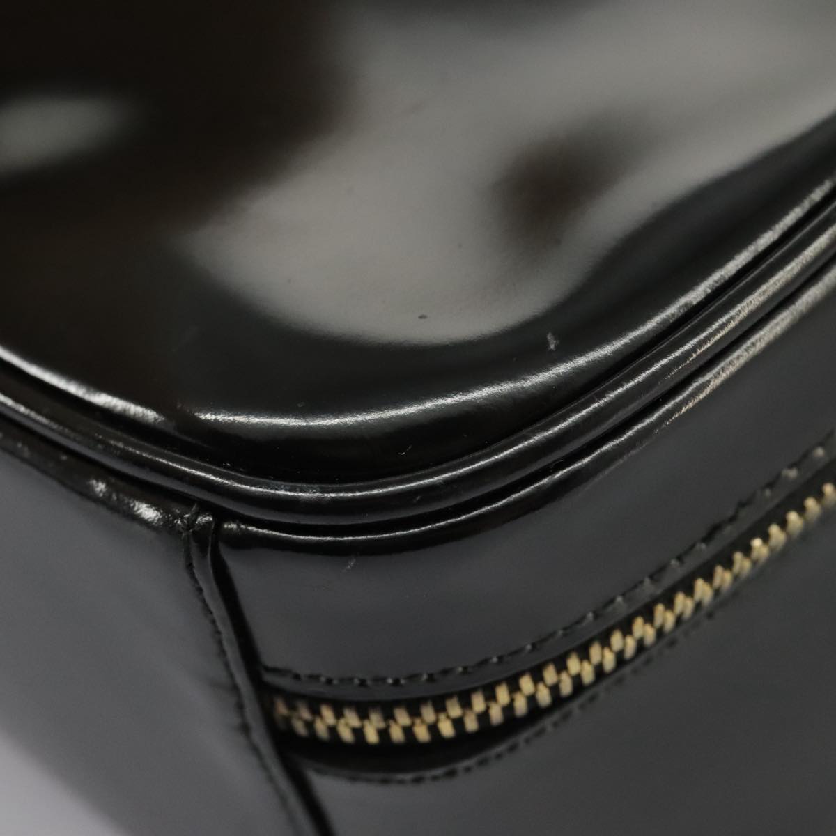 GUCCI Bamboo Vanity Hand Bag Patent 2way Black 000 3270 0323  ar12726