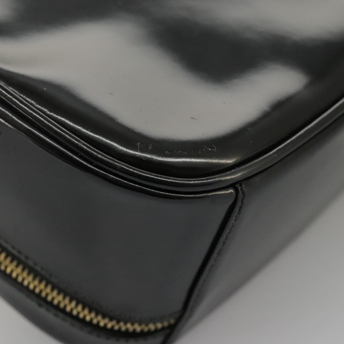 GUCCI Bamboo Vanity Hand Bag Patent 2way Black 000 3270 0323  ar12726