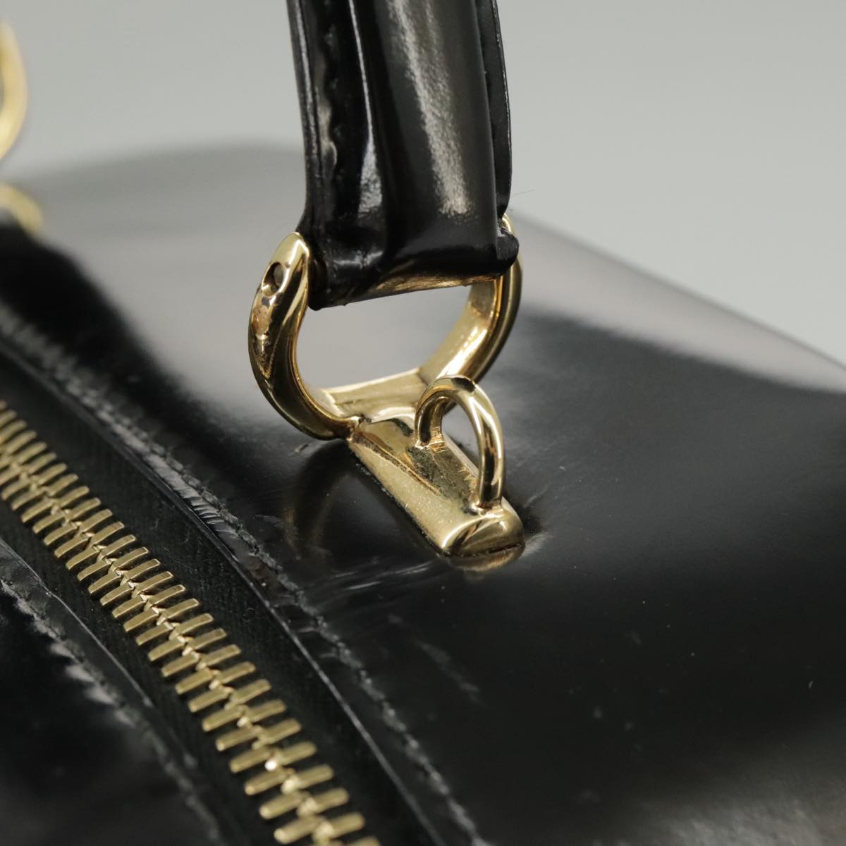 GUCCI Bamboo Vanity Hand Bag Patent 2way Black 000 3270 0323  ar12726