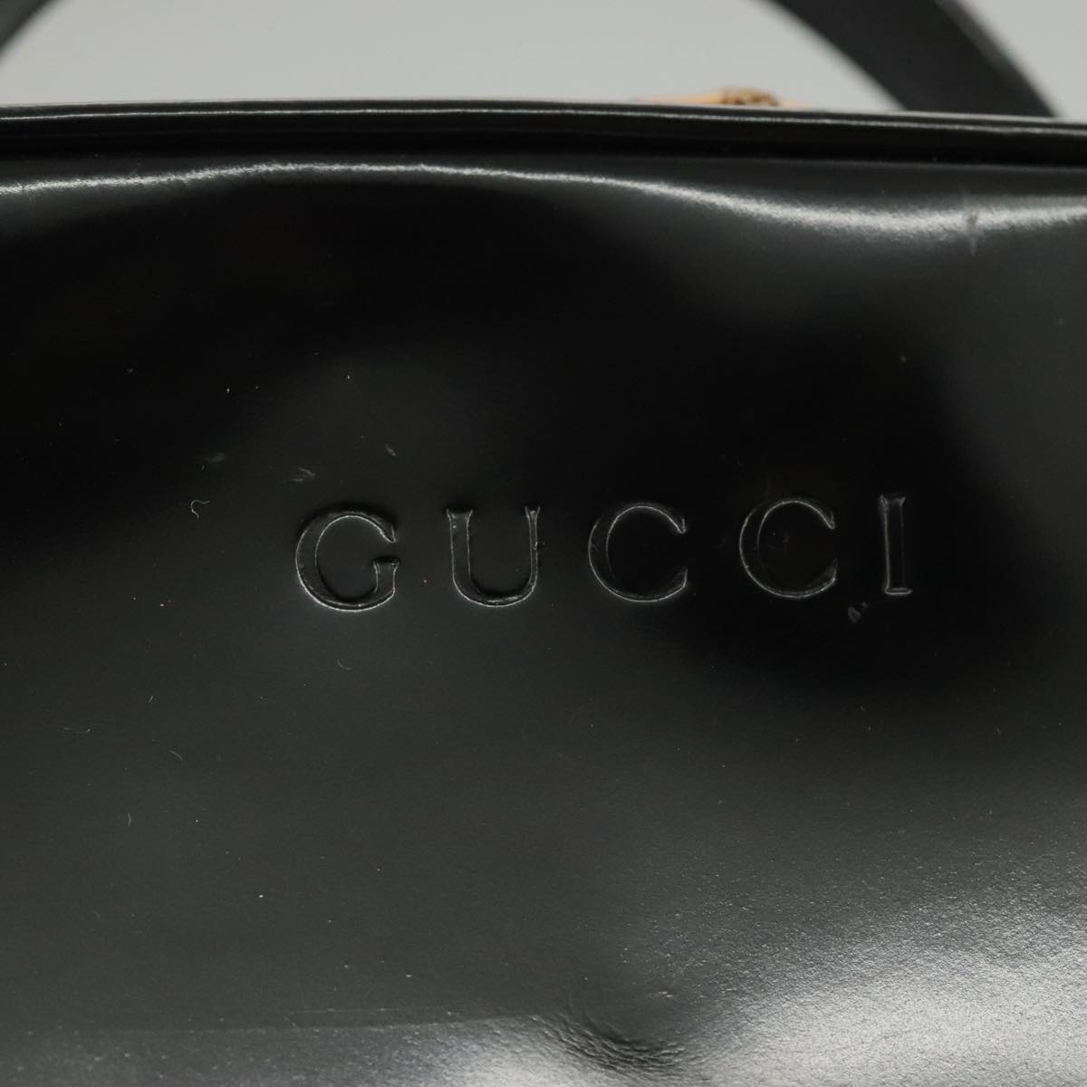 GUCCI Bamboo Vanity Hand Bag Patent 2way Black 000 3270 0323  ar12726