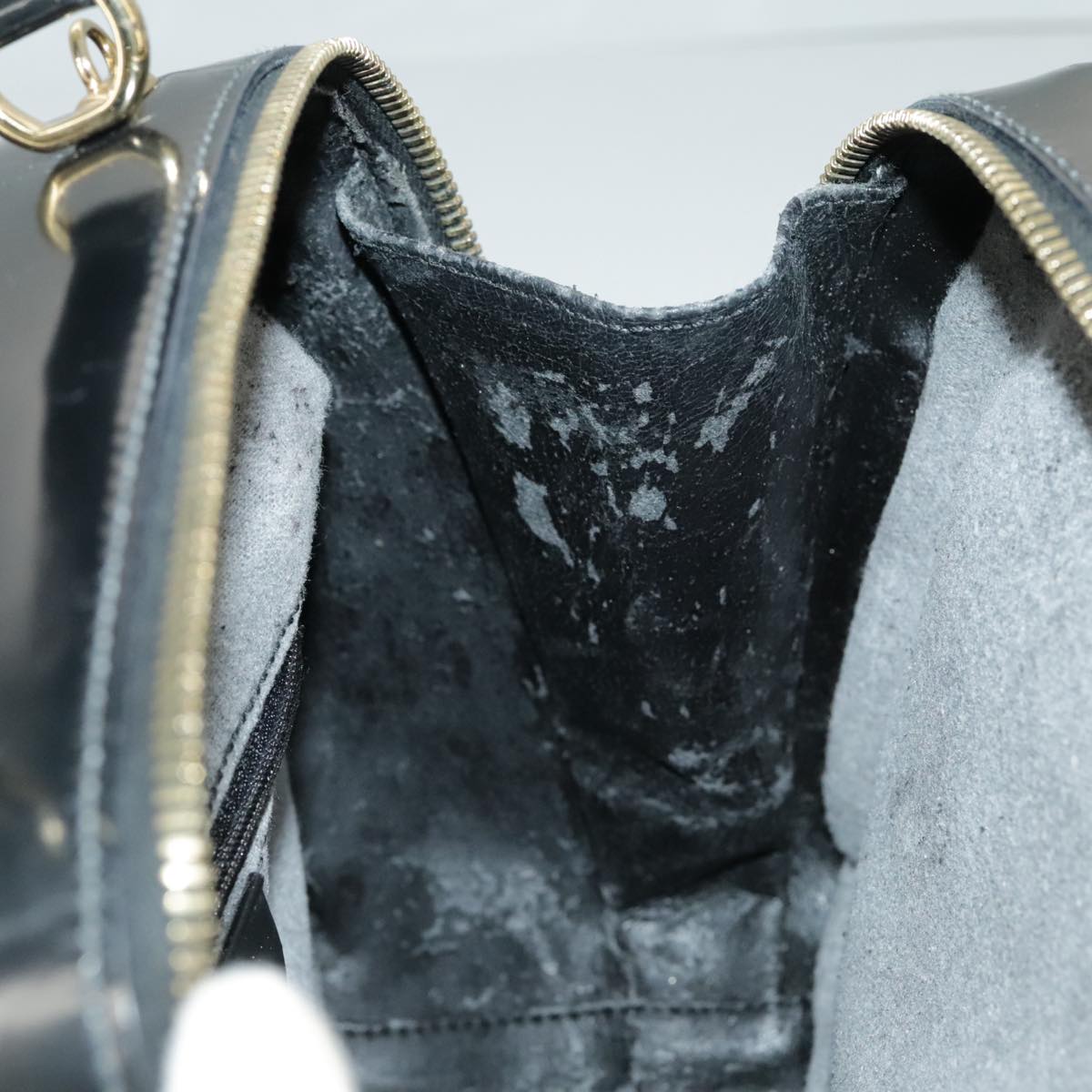 GUCCI Bamboo Vanity Hand Bag Patent 2way Black 000 3270 0323  ar12726