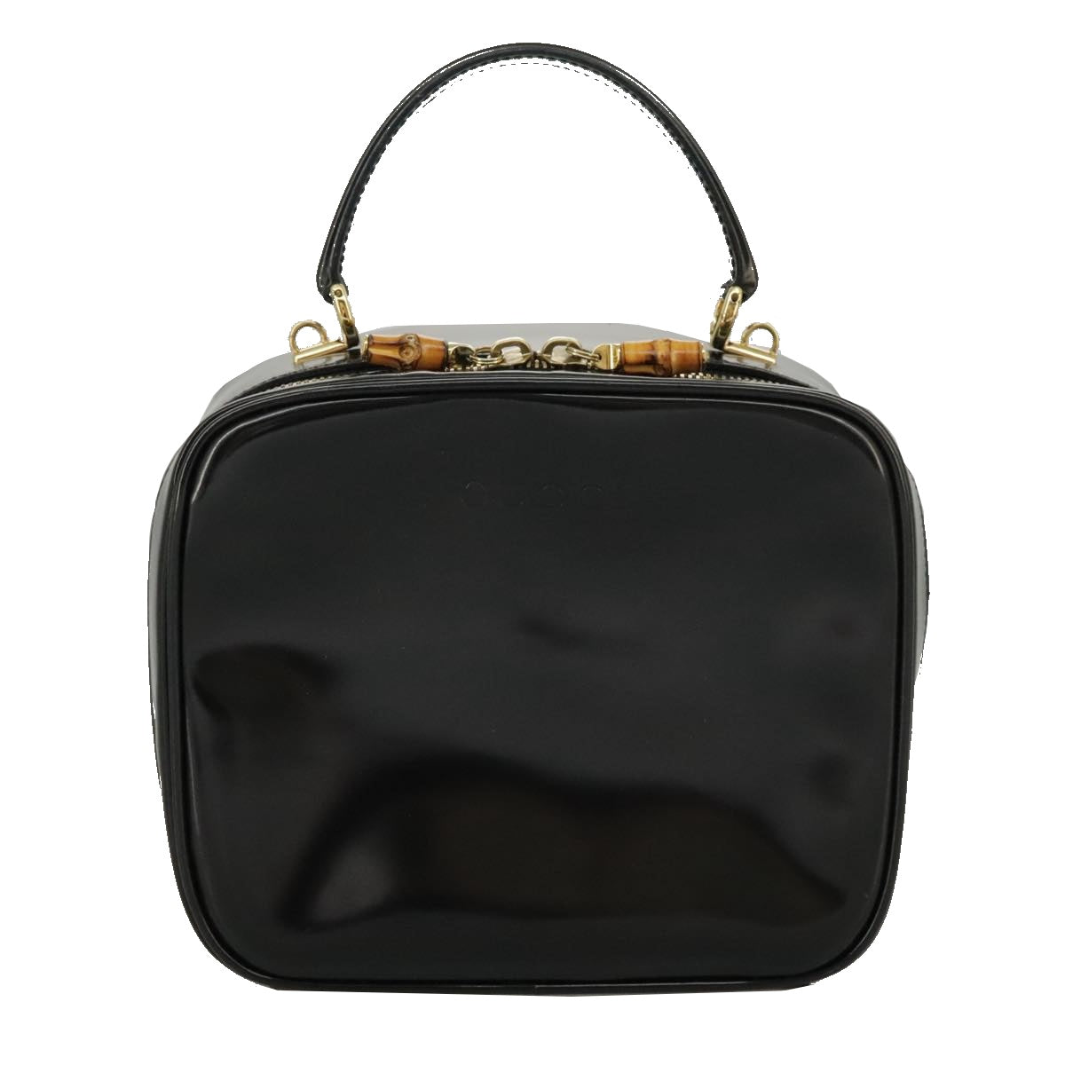 GUCCI Bamboo Vanity Hand Bag Patent 2way Black 000 3270 0323  ar12726