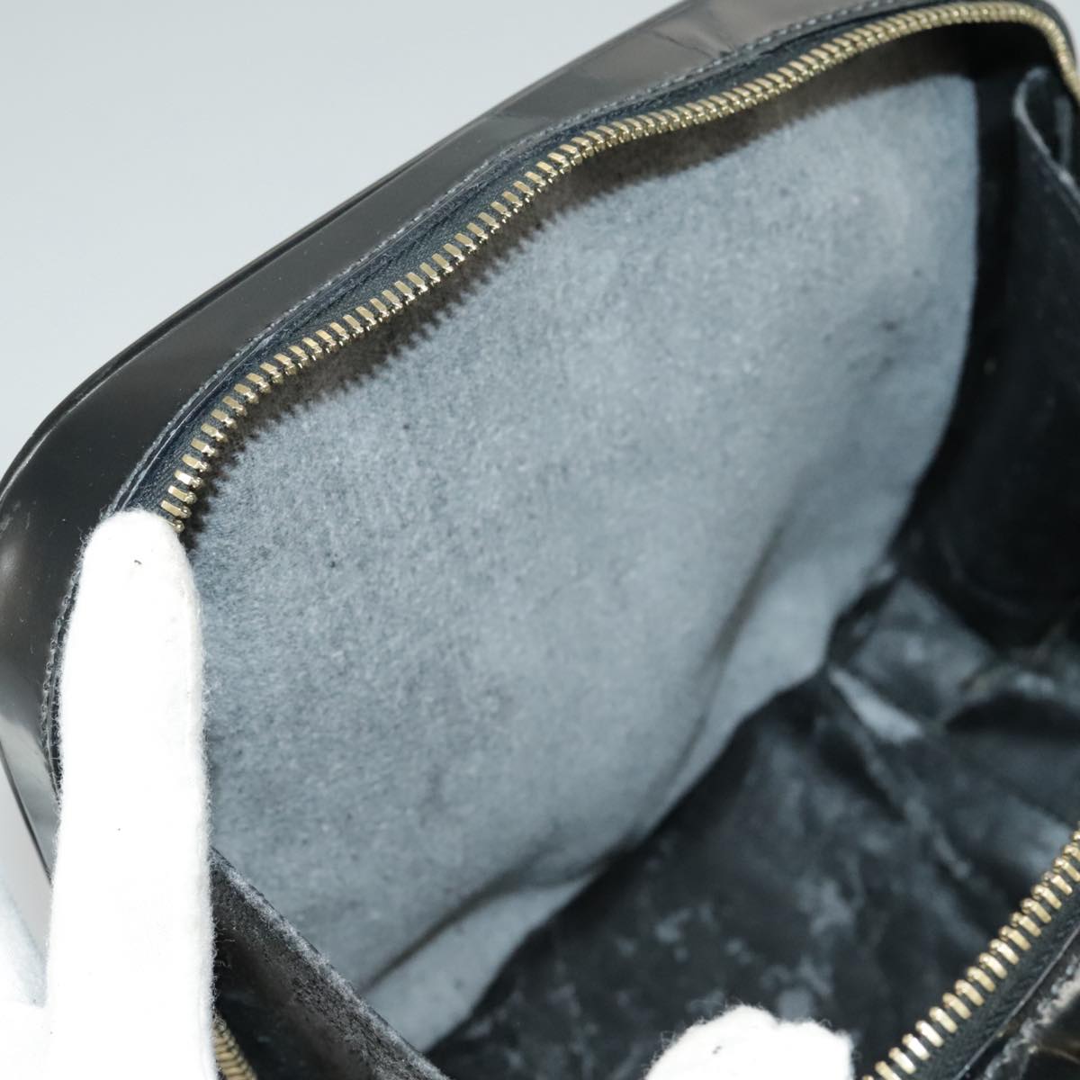 GUCCI Bamboo Vanity Hand Bag Patent 2way Black 000 3270 0323  ar12726