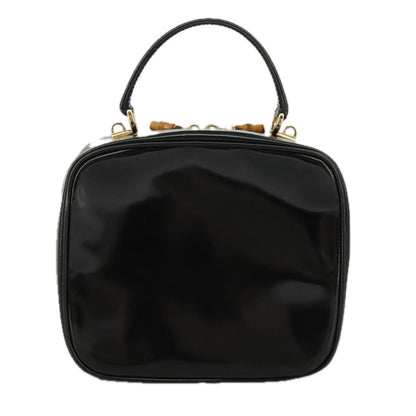 GUCCI Bamboo Vanity Hand Bag Patent 2way Black 000 3270 0323  ar12726
