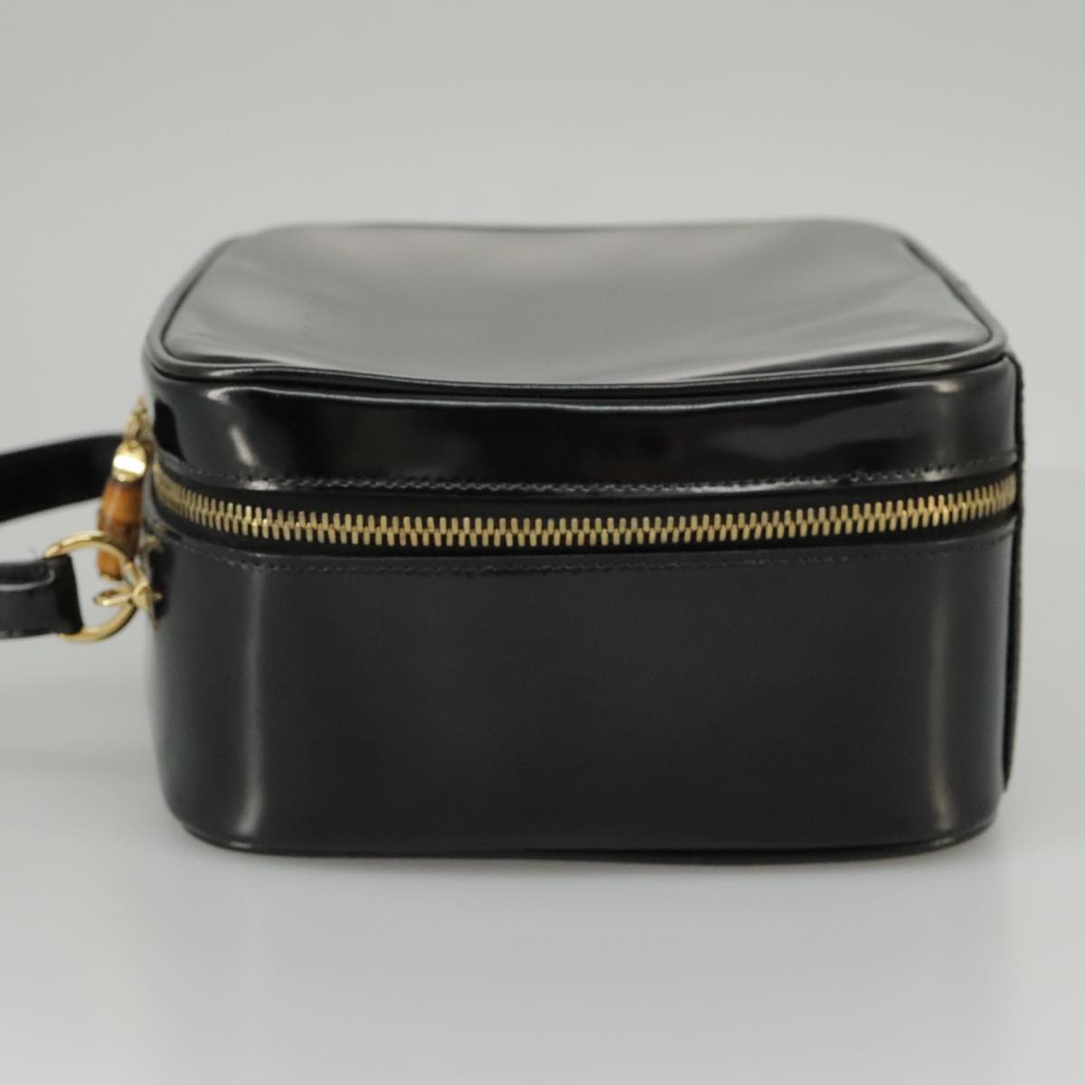 GUCCI Bamboo Vanity Hand Bag Patent 2way Black 000 3270 0323  ar12726