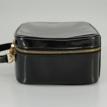 GUCCI Bamboo Vanity Hand Bag Patent 2way Black 000 3270 0323  ar12726
