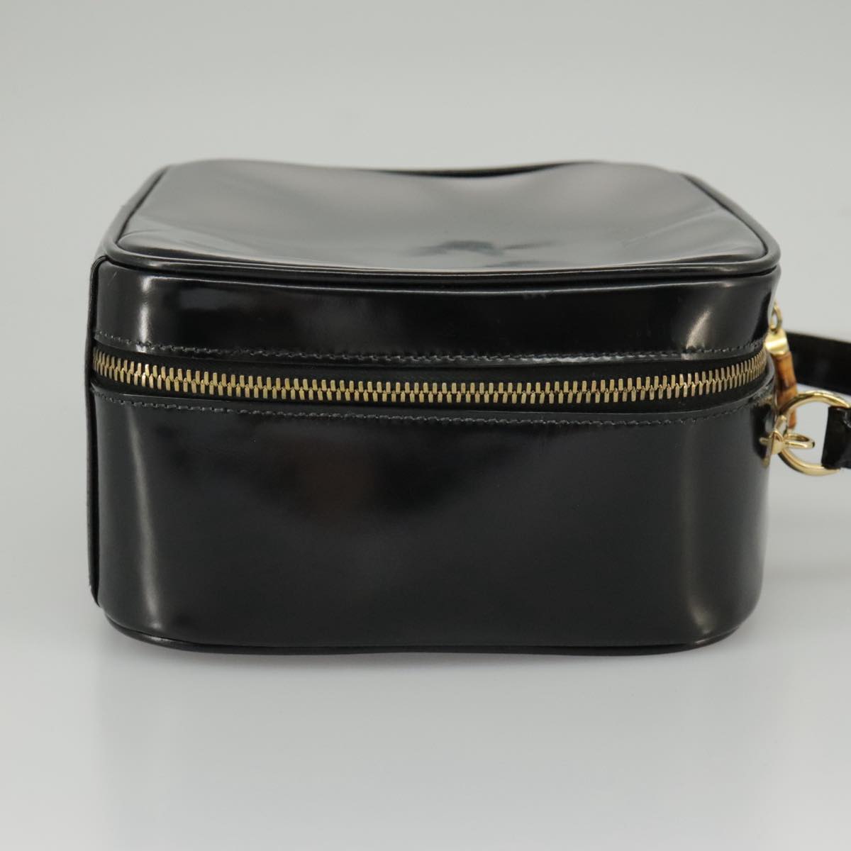 GUCCI Bamboo Vanity Hand Bag Patent 2way Black 000 3270 0323  ar12726
